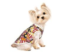 Popcorn Print print Dog Shirts for Small Dogs Stretchy T-Shirts Lightweight Tank Top Sleeveless Striped Vest