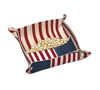 Popcorn Print Print Leather Valet Tray For Women,Travel Organizer, Trinket Jewelry Cosmetic Organizer Tray