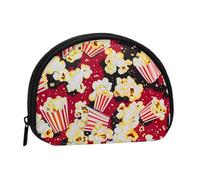 Popcorn Print Printed Mini Coin Pouch, Shell Shape Zip Around Wallet, Small Zipper Pouch for Cash, Cards, Keys, Lipstick, Storage Pouch, Travel Organizer