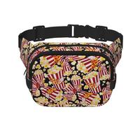 Popcorn Print Square Double Layer Waist Bag Belt Fanny Pack Purse with Adjustable Strap, Running, Travel, Hiking
