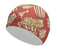 Popcorn Print Swim Cap for Women Men Swimming Hat Bath Waterproof Pool Caps for Long Thick Curly Hair