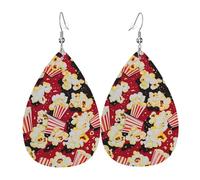 Popcorn Print Teardrop Dangle Earrings Fashionable Teardrop Dangle Faux Leather Earrings Luxurious Drop Earring For Festival Accessories Daily Wear