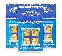 Popcorn Shed 3 x White Chocolate Flavoured Gourmet Popcorn, Gift Box, Gluten Free, Natural, Vegetarian Movie Night Snack, 3 x 80 g, Blue
