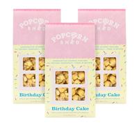 Popcorn Shed, Yellow 3 x Birthday Cake Gourmet Popcorn Sheds, Vanilla Cake Caramel Flavoured Popcorn with White Chocolate and Sprinkles 3 x 80g, Popcorn Gift
