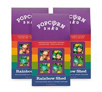 Popcorn Shed 3 x Rainbow Gourmet Popcorn Sheds, Multicoloured Vanilla Caramel Flavoured Popcorn 3 x 80g, Popcorn Gift