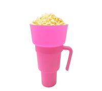 Popcorn Snack Tumbler Cup - 2-in-1 Drink Holder, Heat-resistant Container | Portable Popcorn Bucket with Divider and Straw Deck