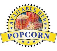 Popcorn Sold Here Sticker - Sandwich Catering Sign Cafe Ice Cream Vinyl Decal (Large 400 x 520mm, Yellow)