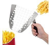 Popcorn Speed Scoop, Stainless Steel Fry Popcorn Scoop Metal French Fry Scooper Multipurpose Scooper with Hole for Bagger Fries, Snacks, Desserts, Ice, Dry Goods