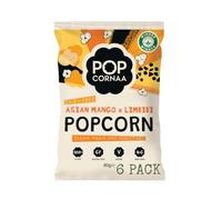 PopCornaa Asian Mango x Limbibi Popcorn, Tropical Sweet and Tangy Vegan Snack, 6x80g Bundle