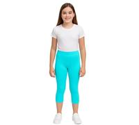 PopCouture Girls Premium Dance & Gymnastics Sports Activewear 3/4 Leggings Aqua Blue 7-8 Years