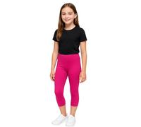 PopCouture Girls Premium Dance & Gymnastics Sports Activewear 3/4 Leggings Neon Pink 12-13 Years