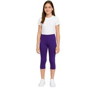 PopCouture Girls Premium Dance & Gymnastics Sports Activewear 3/4 Leggings Purple 11-12 Years