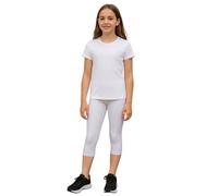 PopCouture Girls Premium Dance & Gymnastics Sports Activewear 3/4 Leggings White 12-13 Years
