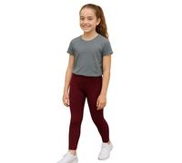 PopCouture Girls Premium Dance & Gymnastics Sports Activewear Leggings Maroon 7-8 Years