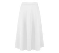 PopCouture Womens High Waist Plain Flared Hem Midi Skirt White UK 20-22