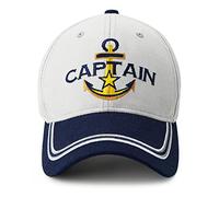 PopCrew Captain Hat & First Mate | Matching Skipper Boating Baseball Caps | Nautical Marine Sailor Navy Hats, Captain, One Size