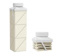 Popdigito 24oz Collapsible Water Bottles-Food-Grade,BPA-Free,Leakproof,Lightweight,Foldable Design Perfect For Travel,Hiking,Camping,Gym,Sports Bottle,Reusable Compact,Ideal Hydration Companion Beige