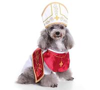 Pope Dog Costume Dog Halloween Costume, Halloween Holy Hound Dog Costume Cute Holy Father Dog Cosplay Costume Small Dog Halloween Costume, Funny Dog Pontiff Costume Halloween Party Christmas Birthday