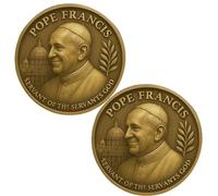 Pope Francis Commemorative Coin,Catholic Church Pope Francis Souvenir Coin,Two Sided Golden Christians Plated Commemorative Coin Collectible,Religious Belief Commemorative Coins (2pcs)