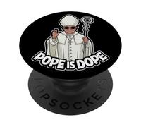 Pope Is Dope Cartoon Religious Humor For Christianity PopSockets Adhesive PopGrip