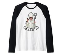 Pope is Dope Cartoon Religious Humor for Christianity Raglan Baseball Tee