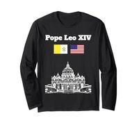 Pope Leo XIV American flag Vatican City St Peters Square Long Sleeve T-Shirt