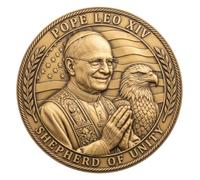 Pope Leo XIV Challenge Coin - 1.574" Double-Sided 3D Zinc Alloy Commemorative Coin, Shepherd of Unity & Papal Coat of Arms Keepsake, Catholic Faith Gift for Collectors & Believers