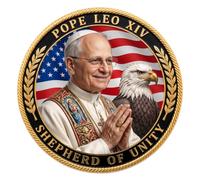 Pope Leo XIV Challenge Coin - Colorized 1.574" Double-Sided 3D Zinc Alloy Commemorative Coin, Shepherd of Unity & Papal Coat of Arms Keepsake, Catholic Faith Gift for Collectors & Believers