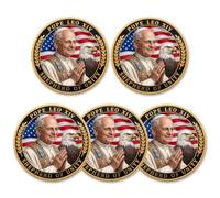 Pope Leo XIV Coin with Acrylic Protective Case - First American Pope Commemorative Medals, Catholic Faith Gift for Men, Prayer Coins Shepherds of Unity with Acrylic Protective Case 5-Pack。