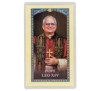 Pope Leo XIV Laminated Holy Card | Prayer for the Current Pope | Great Catholic Gift for First Holy Communion and Confirmation | Made in Italy (Drawn Style)