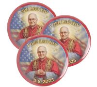 Pope Leo XIV Pinback Buttons, Catholic Pin Accessories, Papal Memorabilia, 2.25 Inches (Pack of 3), Multicolor, S