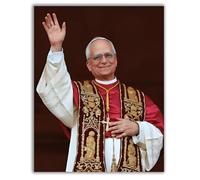 Pope Leo XIV, Religious Leader Portrait, New American Pope Roman Catholic Church, Traditional Ceremonial Vestments Wall Art, Red and Gold Decorative Photography Print -11x14 Poster Print - UNFRAMED