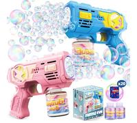 POPERFUN 2 Pack Bubble Gun,Bubble Machine for Kids,Bubble Maker for Toddlers 3-8 Bubble Blower Toy for Girls Kids Summer Outdoor Party Garden Toys Birthday Gift