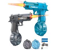POPERFUN 2 Pack Electric Water Gun for Adults Kids, Automatic Water Pistol Blaster with Spray Sound and Led Light, Leak-Proof Rechargeable Watergun for Summer Outdoor Pool Beach Toys for Boys