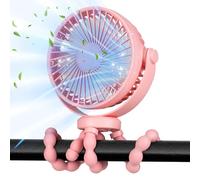 POPERFUN 20H Clip-on Stroller Fan for Infant, 360° Rotate Flexible Tripod 4000mAh Baby Handheld USB Desk Cooling for Bedroom Crib Treadmill Travel Camping Moms-to-be Essentials (Pink)