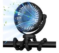 POPERFUN Portable Pram Fan,Rechargeable Stroller Fan 20H 4000mAh Clip on Fans for Infant 360° Rotate Flexible Tripod Baby Fan Handheld USB Desk Cooling Fans for Bedroom Crib Treadmill Travel Camping