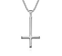 Pope'S Titanium Steel Inverted Cross Necklace, St. Peter'S Inverted Simple Cross Pendant Accessory