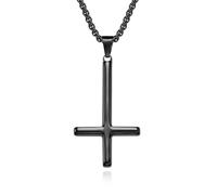 Pope'S Titanium Steel Inverted Cross Necklace, St. Peter'S Inverted Simple Cross Pendant Accessory
