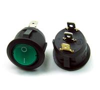 POPESQ® 1 pcs. x Switch 1 Contact with Lighting 23mm Round 6A / 250V Black - Green Plastic #A1277