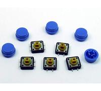 POPESQ® - 5 pcs. x Momentary switch (12mm x 12mm) with Cap 7.3mm 4 way SMD Blue Round #A2118