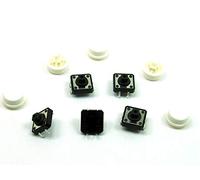 POPESQ® - 5 pcs. x Momentary switch (12mm x 12mm) with Cap 7.3mm 4 way THT White Round #A2107