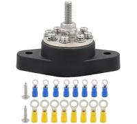 POPETPOP 1/4" M6 Black 8-way Car Terminal Bus Bar Distribution Block with 16 Terminals and 2 M5x20 Screws for Battery Power Junction in Automotive and Marine Applications