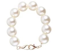 POPETPOP 1.8cm White Imitation Pearl Bag Chain Replacement Strap for Handbag and Clutch, Classic Metal Short Handle for DIY Personalise Bag Accessories