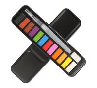 POPETPOP 1 Box Solid Watercolor Paint Pigment Kit with 12 Colours, Environmental Friendly Materials, Graffiti Effect, Includes Colours Mixing Card, for Handiwork and Graffiti Painting