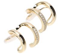 POPETPOP 1 Pair C Shape Ear Cuff Earrings Non-Piercing Clip on Ear Bone Clip Double Layer Hollow 14K Gold Plated Women’S Jewelry for Wedding and Daily Wear