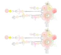 POPETPOP 1 Pair Chinese Hanfu Hair Clips with Flower Shape and Tassel Design, Alloy and Resin Material, Skin-friendly Hair Accessories for Party and Daily Life, Pink Decorative Barrettes