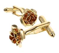 POPETPOP 1 Pair of Rose Shape Cufflinks for Men, Golden Copper Alloy French Style Shirt Accessories, Elegant and Polished Design Suitable for Wedding and Business Dress