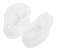 POPETPOP 1 Pair Silicone Simulation Ear Molds for Acupoint Learning and Earwax Removal Practice, Realistic White Practice Ear Models for Medical Training and Hearing Aid Display