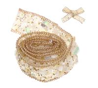 POPETPOP 1 Roll Multi-Function Rhinestone Ribbon Costume Trim Wear-Resistant Costume Trim Elegant Golden Gravel Material Cuttable Super Glittering Decoration for Weddings and Holidays