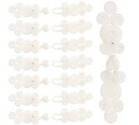 POPETPOP 10 Pairs White Chinese Traditional Pan Kou Buttons Handmade Six-Ring Fasteners for Sewing Clothing, Cheongsam Buckles Suitable for Costumes and Sweaters